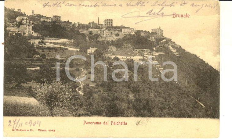 1904 BRUNATE (CO) Panorama dal Falchetto *Cartolina con messaggio nascosto