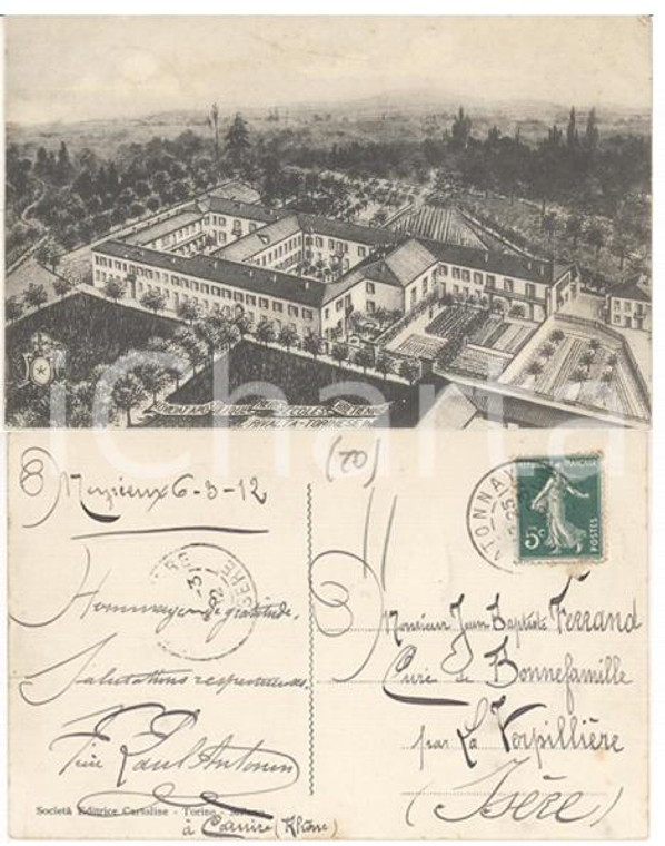 1912 RIVALTA CANAVESE Noviciat Frères Ecoles Chrétiennes *Carte fr. PAUL ANTONIN