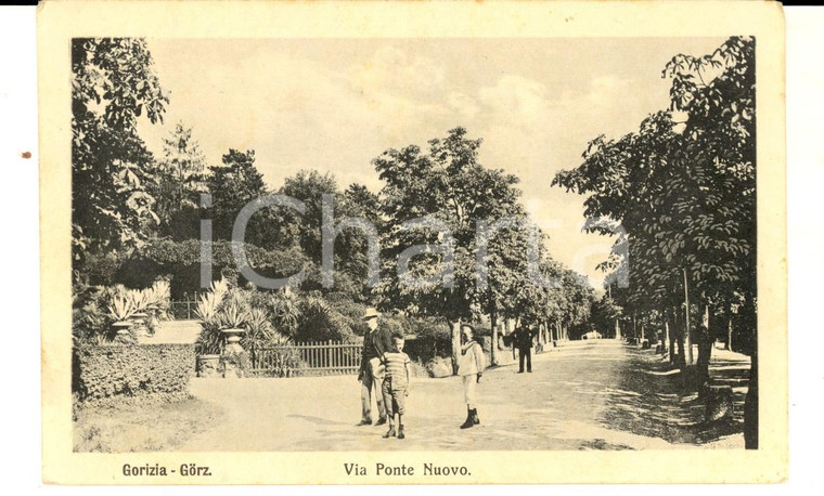 1916 GORIZIA Via Ponte Nuovo *Cartolina postale ANIMATA bambini FP 