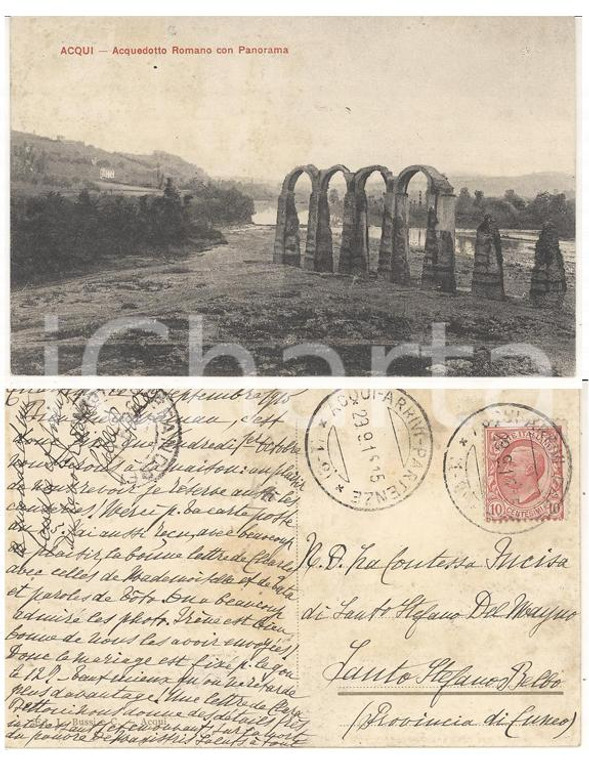 1915 ACQUI TERME Acquedotto *Cartolina Paola BECCARIA INCISA DI S. STEFANO