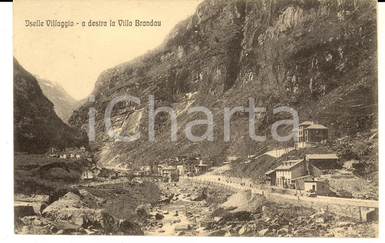 1916 ISELLE (VB) Villaggio con veduta della VILLA BRANDAU *Cartolina FP