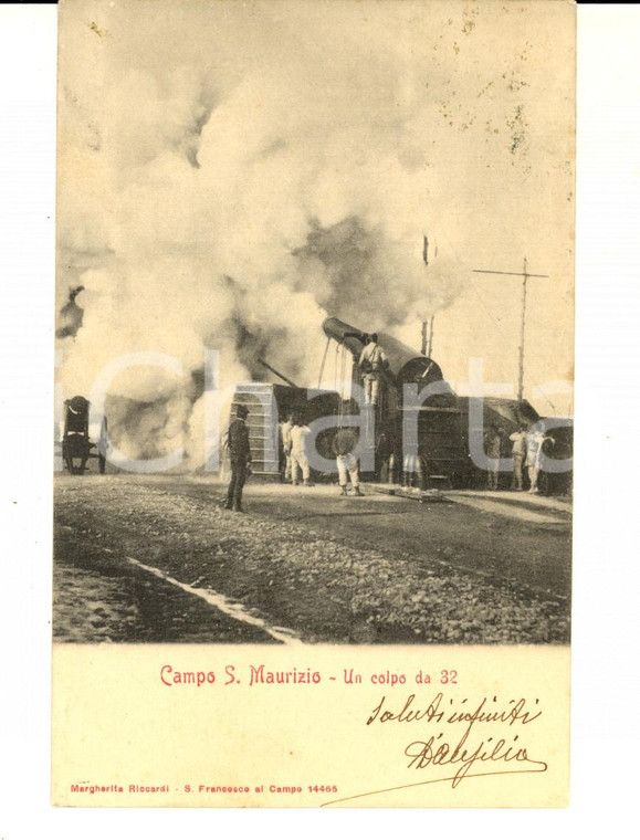 1904 SAN MAURIZIO CANAVESE Campo militare - Colpo da 32 *Cartolina FP VG