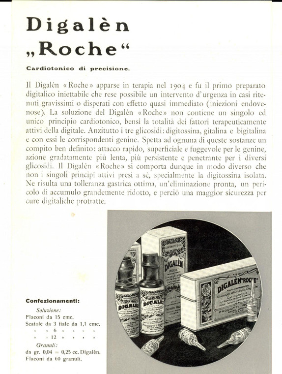 1950 ca FARMACEUTICA ROCHE Volantino DIGALEN - ALLONAL - SIROLINA *Pubblicitario