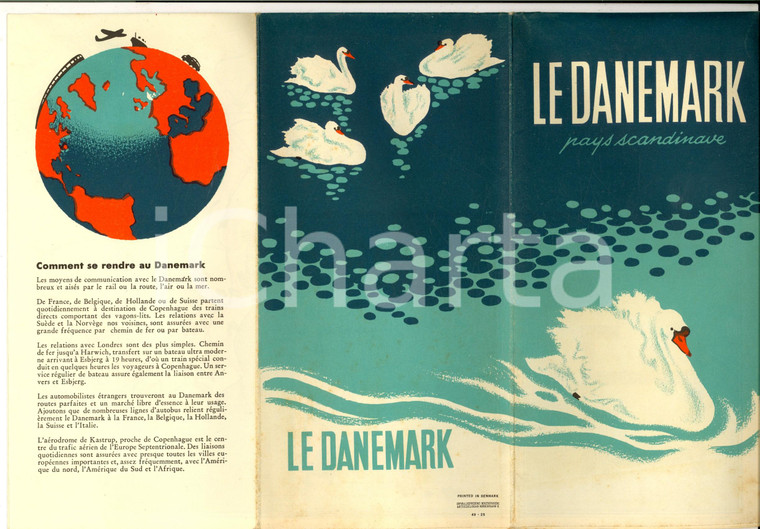 1950 ca DANEMARK Pieghevole ILLUSTRATO con mappa - French *TURISMO VINTAGE