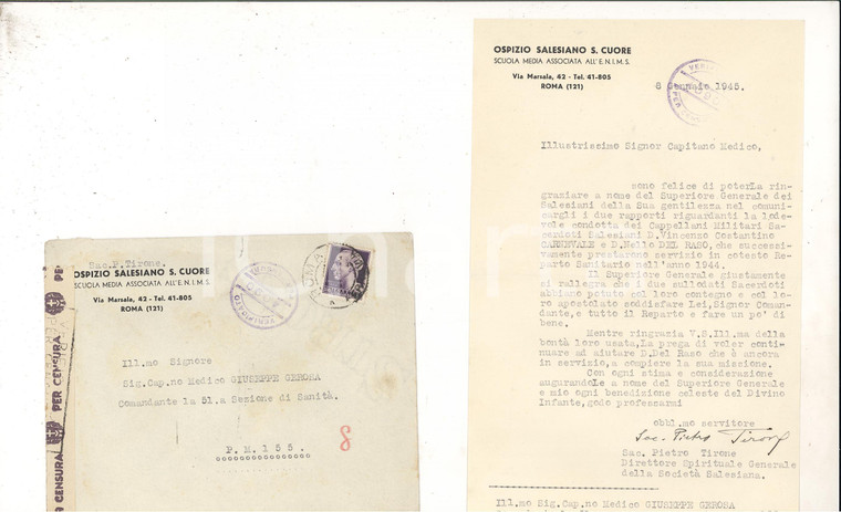1945 ROMA Ospizio Salesiano S. CUORE Lettera don PietroTIRONE *Autografo
