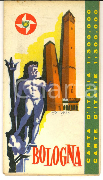 1962 CARTA D'ITALIA - Foglio 13 BOLOGNA *Ed. DE AGOSTINI BP 47x35 cm