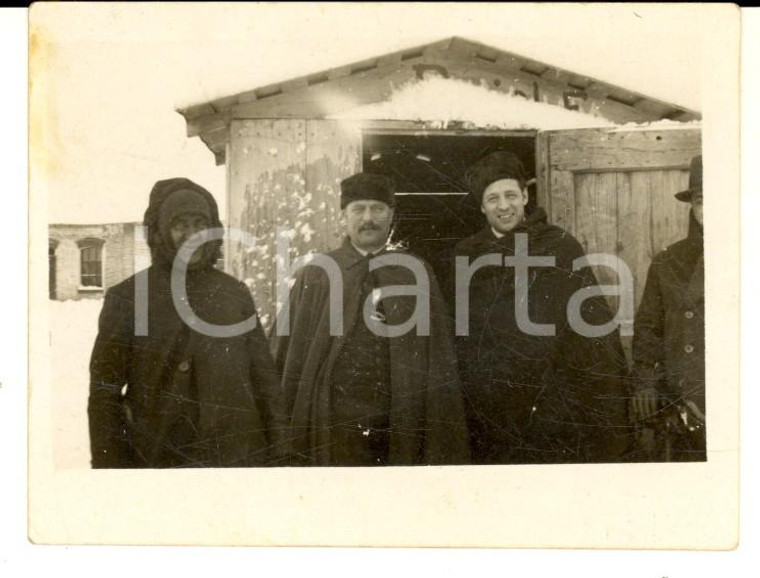 1933 FICAROLO (BO) Militari nella neve *Foto Antonio FRIGNANI 9x7 cm