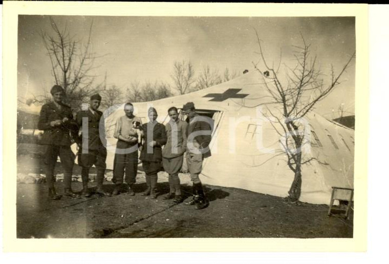 1941 WW2 ALBANIA Ufficiali all'ospedale da campo *Foto 9x6 cm