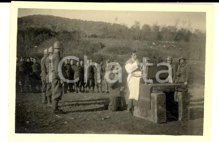 1941 WW2 ALBANIA OSPEDALE DA CAMPO Messa di un cappellano militare *Foto 9x6 cm