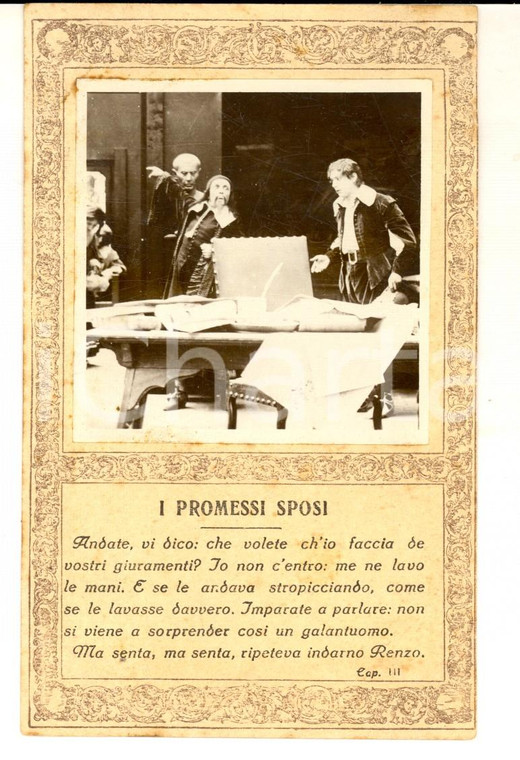 1913 FILM I PROMESSI SPOSI Renzo cacciato dall'Azzeccagarbugli FOTO su cartolina