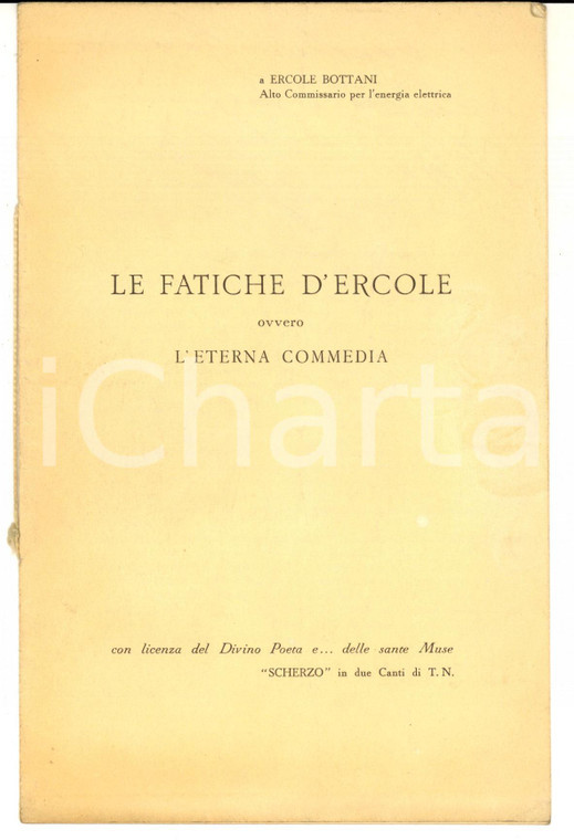 1949 Tranquillo NOVELLI Le fatiche d'Ercole ovvero l'eterna commedia *Opuscolo