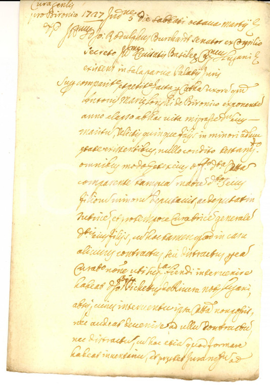 1727 BIRONICO (CH) Vedova Caterina LOGHI nominata curatrice dei figli minorenni