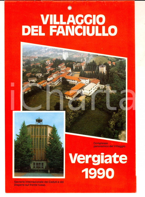 1990 VERGIATE Villaggio del Fanciullo - Calendario da parete ILLUSTRATO