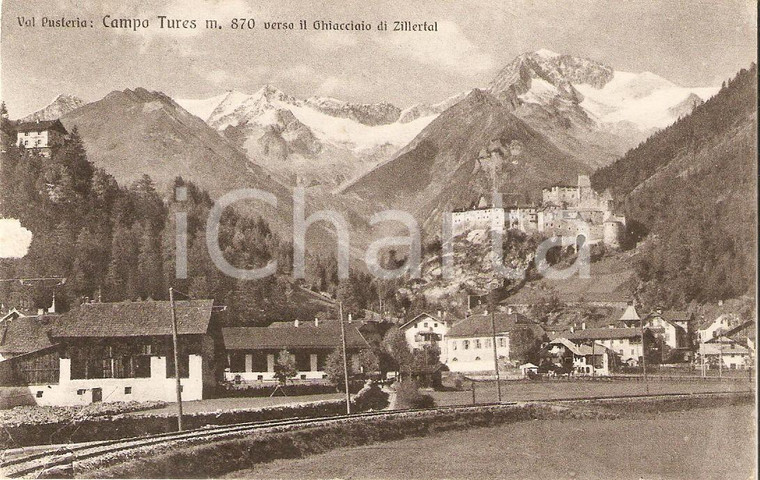 1952 CAMPO TURES (BZ) Panorama con ghiacciaio ZILLERTAL *Cartolina FP VG