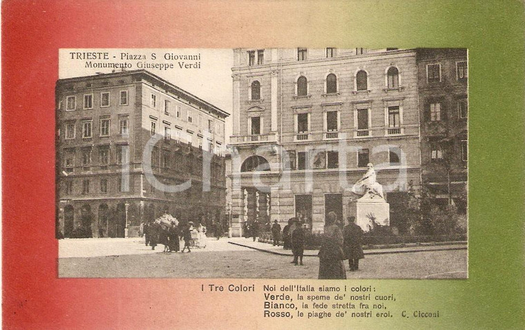 1914 TRIESTE Monumento a Giuseppe VERDI in Piazza San Giovanni *Cartolina FP VG