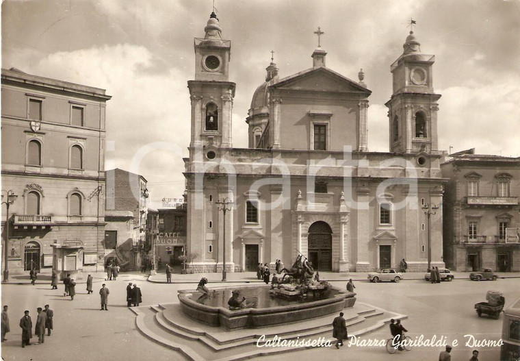 1958 CALTANISSETTA Piazza Garibaldi e Caffè DUOMO *Cartolina FG VG