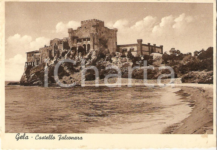 1938 GELA (CL) Panorama con Castello FALCONARA *Cartolina FG NV
