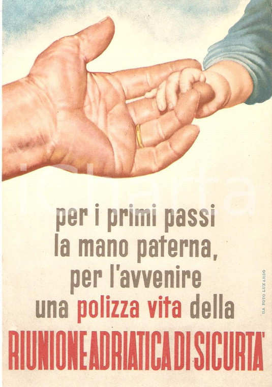 1949 RIUNIONE ADRIATICA DI SICURTA' Polizza sulla vita *Cartolina ILLUSTRATA FG