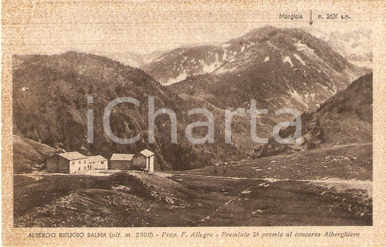 1939 FRABOSA SOPRANA (CN) Albergo Rifugio BALMA e MONGIOIA *Cartolina FP NV