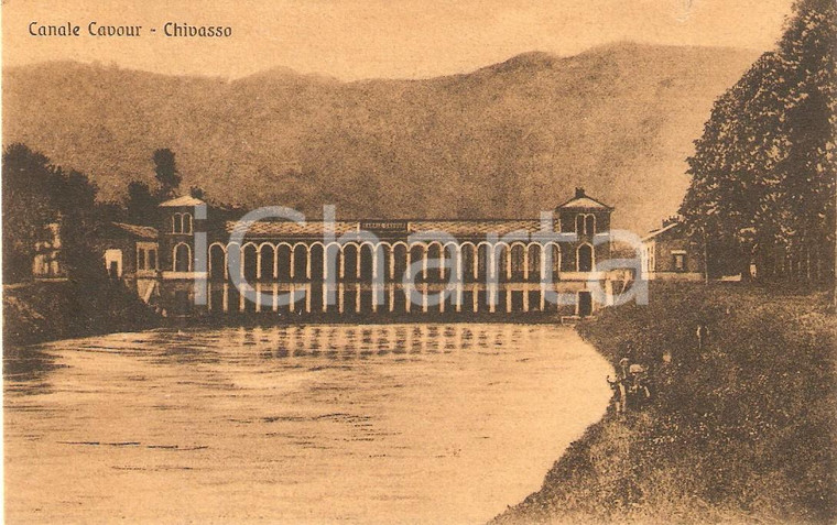 1920 ca CHIVASSO (TO) Panorama con CANALE CAVOUR *Cartolina FP VG