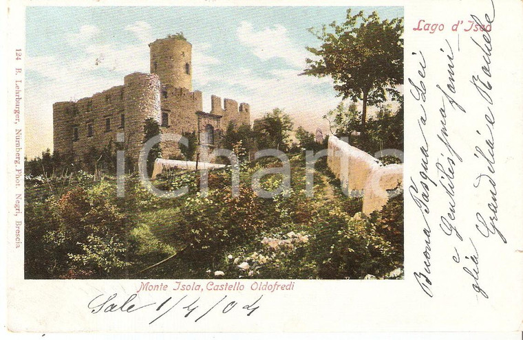 1904 MONTE ISOLA (BS) Castello OLDOFREDI Panorama *Cartolina FP VG