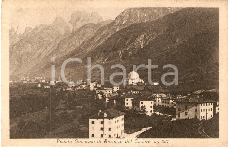 1922 AURONZO DI CADORE (BL) Veduta generale del paese *Cartolina FP VG