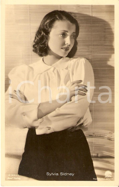 1930 ca CINEMA Sylvia SIDNEY Ritratto dell'attrice *Cartolina FP NV