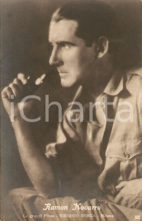 1925 ca CINEMA Ramon NOVARRO smokes a pipe *Cartolina FP NV