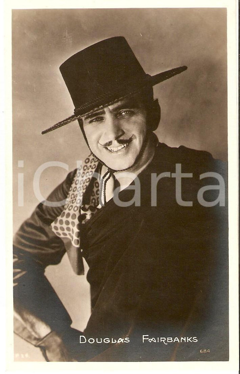 1930 ca CINEMA Douglas FAIRBANKS Portrait with hat *Cartolina FP NV
