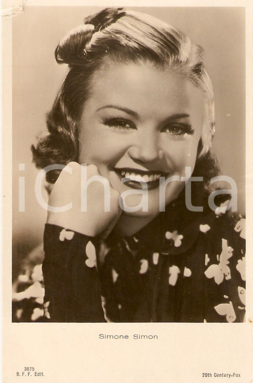 1935 ca CINEMA Actress Simone SIMON Portrait *Cartolina FP NV