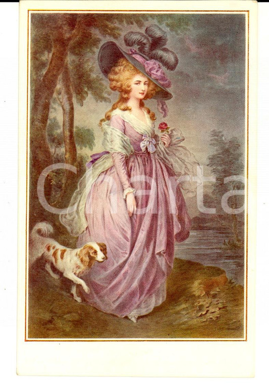 1910 ca ARTE Ritratto di donna con un cagnolino *Cartolina VINTAGE FP NV