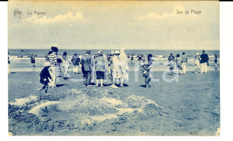 1910 ca LA PANNE (B) Vue de la plage *Carte postale VINTAGE ANIMEE