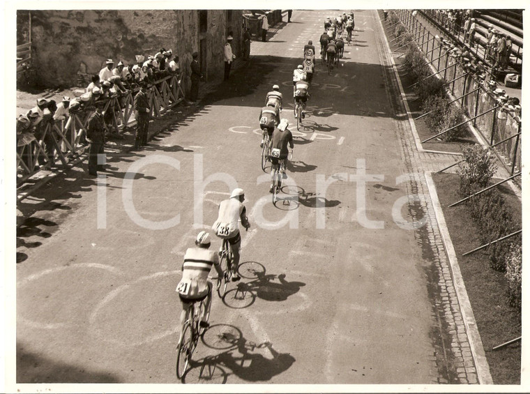 1955 FRASCATI Mondiali CICLISMO Ciclisti durante la gara - Scritte W COPPI *Foto