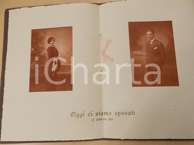 1914 BOLOGNA Coppia di sposi -Ricordo di nozze *Foto MODERNA 45x30 cm