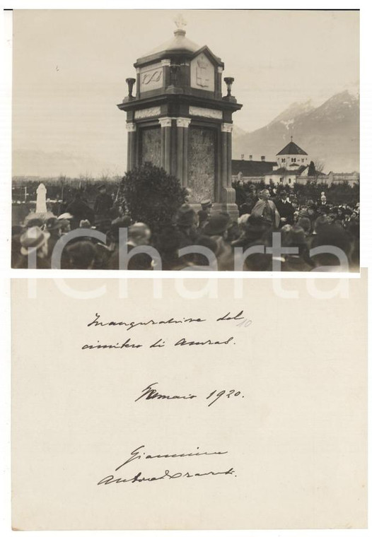1920 AMRAS Giannino ANTONA TRAVERSI all'inaugurazione cimitero *Foto AUTOGRAFO