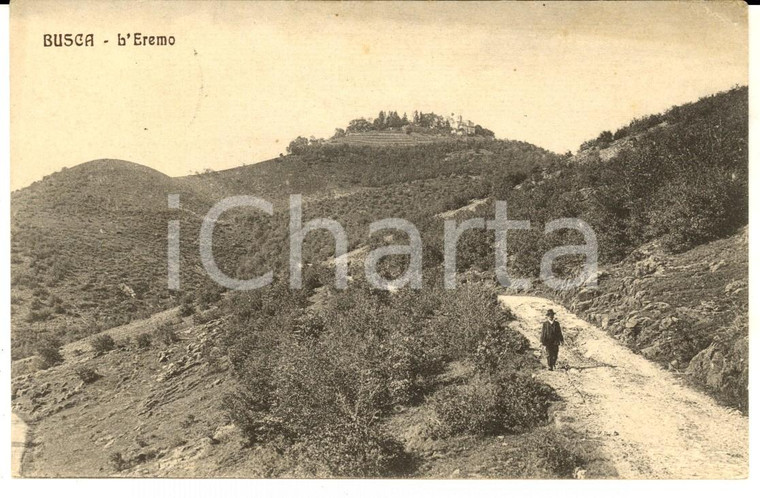 1910 ca BUSCA (CN) Veduta dell'eremo *Cartolina ANIMATA a Maria AVEROLDI FP VG