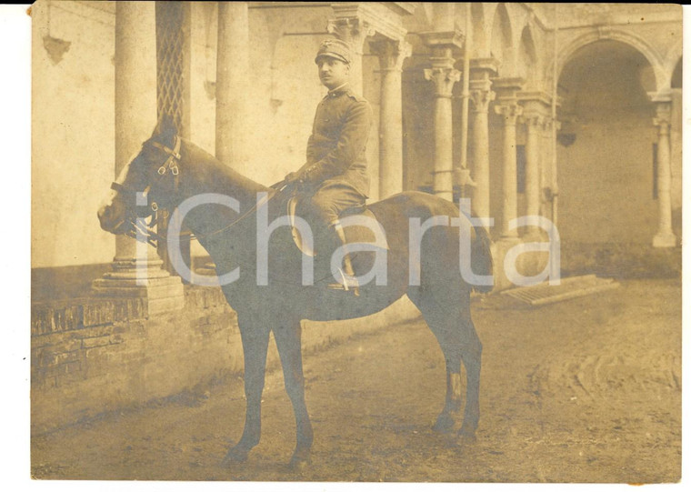 1918 MILANO (?) Ritratto del sergente medico RUSSITANO a cavallo *Foto 17x12