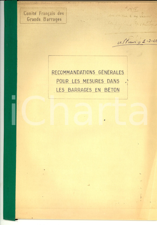 1968 COMITE' FRANCAIS GRANDS BARRAGES Mesures dans les barrages en béton 22 pp.