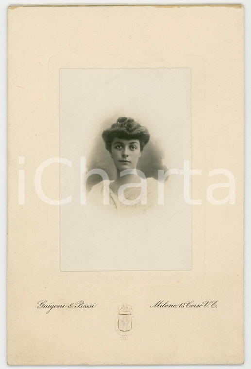 1900 ca MILANO Ritratto di fanciulla in abito bianco *Foto GUIGONI e BOSSI 11x17