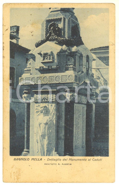 1929 BAGNOLO MELLA (BS) Dettaglio del Monumento ai Caduti *Cartolina FP VG