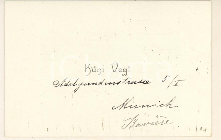 1900 ca MUNICH (D) Biglietto da visita di Kuni VOGT *Autografo