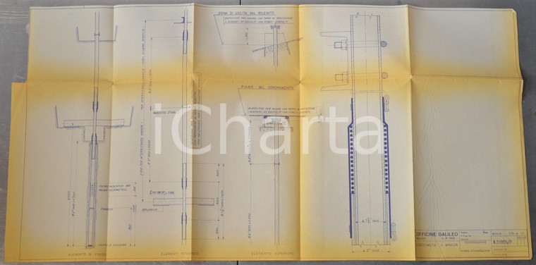 1968 OFFICINE GALILEO MILANO Assestimetri a braccia *Schema installazione 70x45