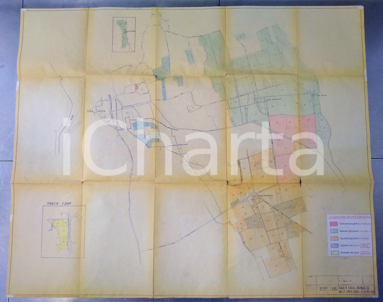 1969 FARA GERA D'ADDA / MASSARI MELZI Planimetria cascine famiglia MELZI 100x70