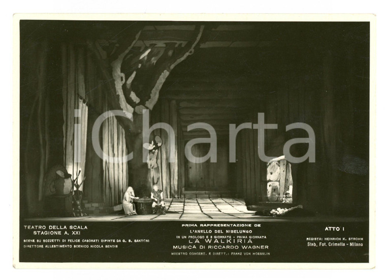 1942-43 MILANO Teatro alla SCALA WAGNER La Walkiria - Atto I *Foto seriale