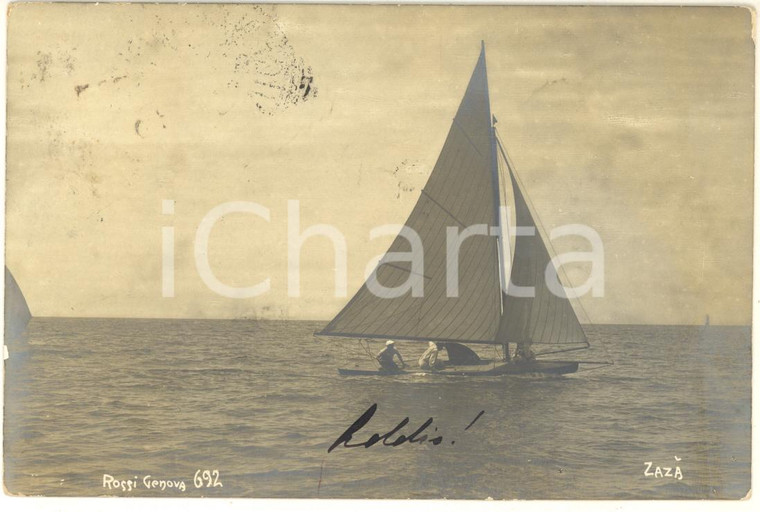 1904 MARINA Una barca a vela nel Mediterraneo *Cartolina ZAZA' ROSSI GENOVA