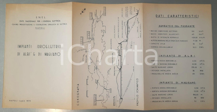 1973 ENEL NAPOLI Impianti idroelettrici di ALBI e MAGISANO Dati e corografia