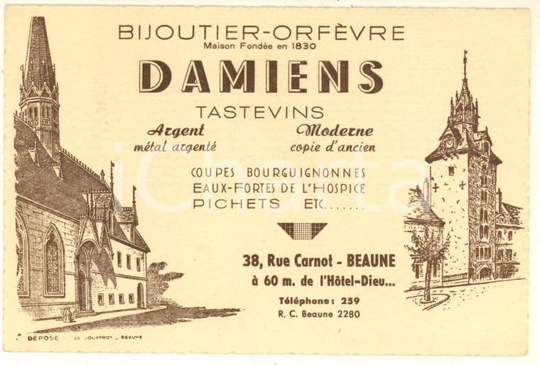1950 ca BEAUNE (FRANCE) Bijouterie-Orfèvre DAMIENS *Cartoncino pubblicitario