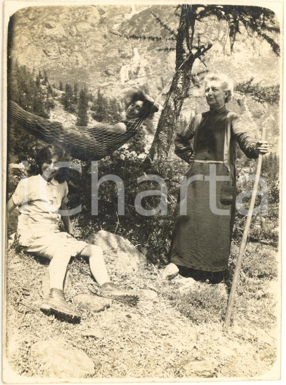 1928 MACUGNAGA (VB) Tre donne sull'Alpe VENCHI *Foto VINTAGE 8x12 cm
