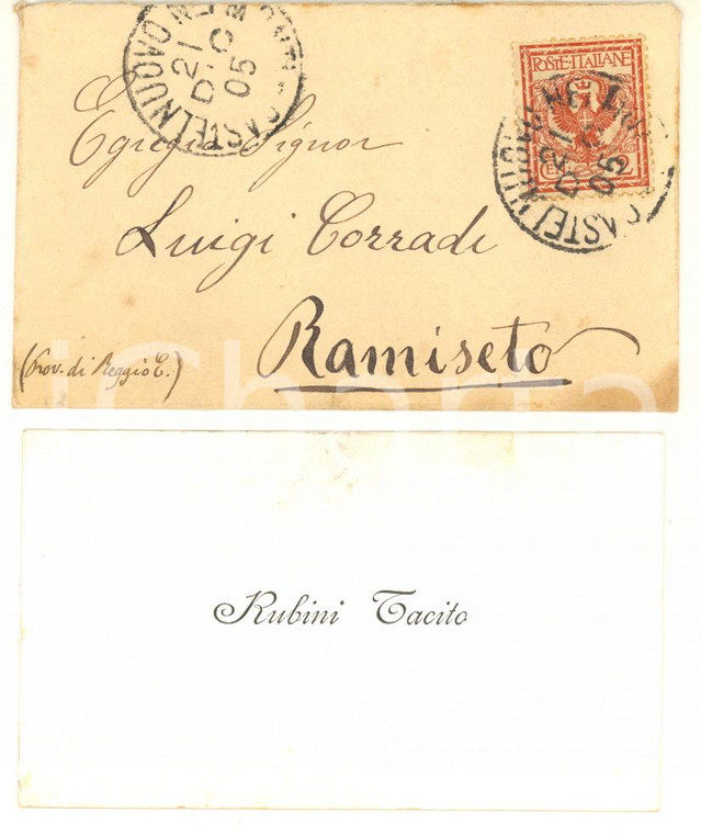 1905 CASTELNOVO NE' MONTI Notaio Tacito RUBINI *Biglietto da visita con busta