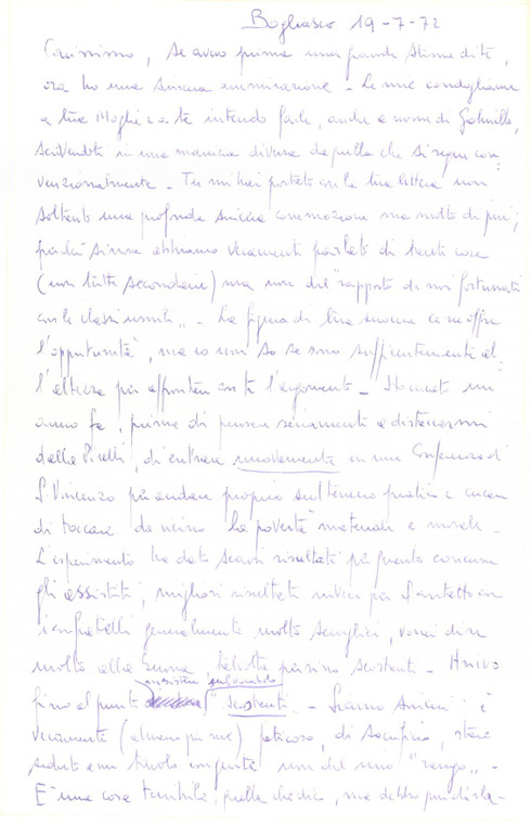 1972 BOGLIASCO Carlo MARTINENGHI e le differenze di classe sociale *Lettera